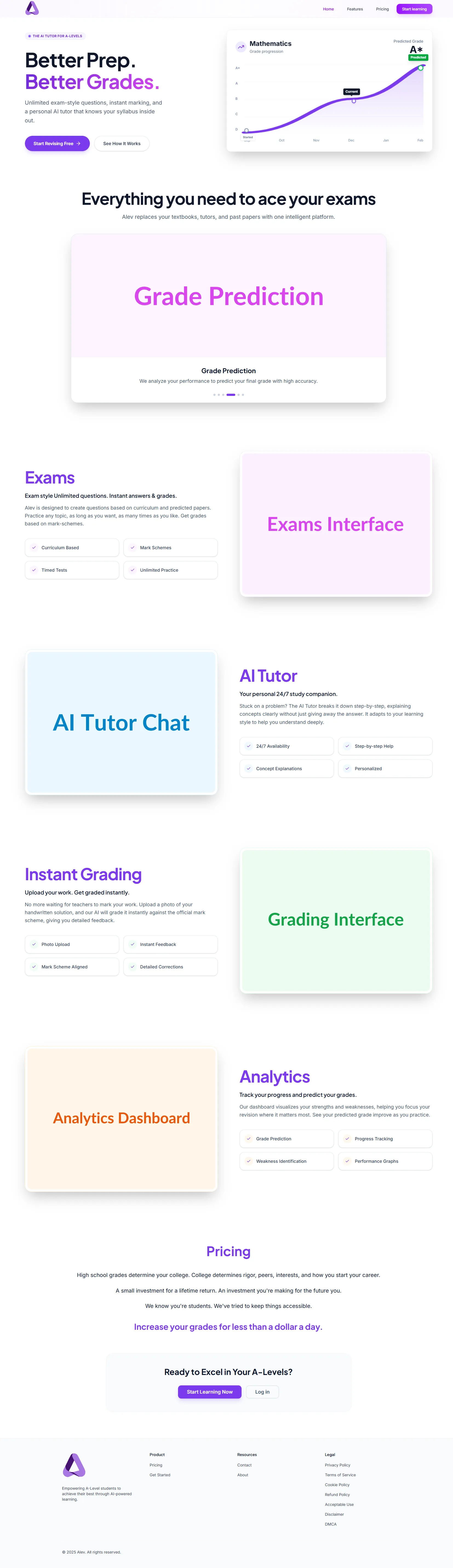 Alev AI Landing Page Design